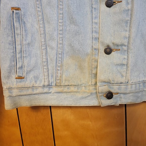 Vintage North West Blue Jean Jacket LARGE Button Down Light Faded Distressed F1 - Picture 4 of 8